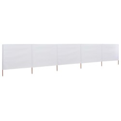 vidaXL Paravientos de 5 paneles tela blanco arena 600x120 cm