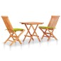 vidaXL Set de bistró 3 pzs cojines verde brillante madera maciza teca vidaXL Set de bistró 3 pzs cojines verde brillante madera maciza teca