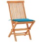 vidaXL Set de bistró 3 piezas con cojines azul madera maciza teca vidaXL Set de bistró 3 piezas con cojines azul madera maciza teca