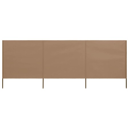 vidaXL Paravientos de playa de 3 paneles tela gris taupe 400x80 cm