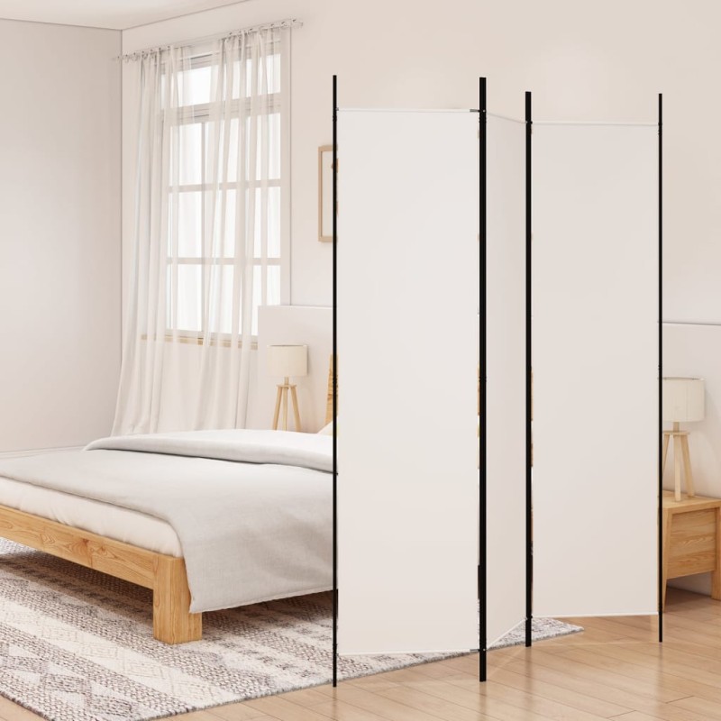 vidaXL Biombo divisor de 3 paneles de tela blanco 150x200 cm vidaXL Biombo divisor de 3 paneles de tela blanco 150x200 cm