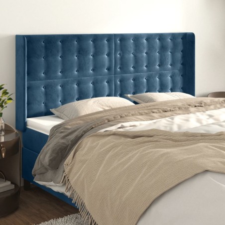 vidaXL Cabecero con orejas de terciopelo azul oscuro 163x16x118/128 cm