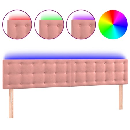 vidaXL Cabecero con LED de terciopelo rosa 160x5x78/88 cm