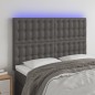 vidaXL Cabecero con luces LED cuero sintético gris 144x5x118/128 cm vidaXL Cabecero con luces LED cuero sintético gris 144x5x118/128 cm