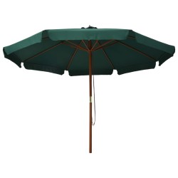 vidaXL Sombrilla de jardín con palo de madera verde 330 cm