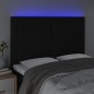 vidaXL Cabecero con luces LED tela negro 144x5x118/128 cm