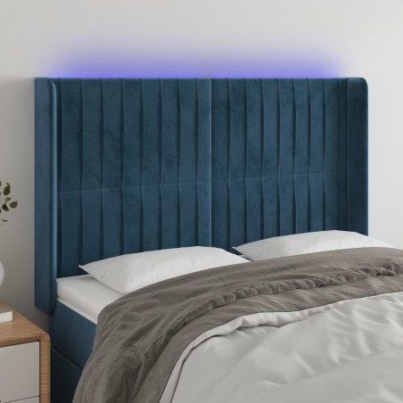vidaXL Cabecero con LED de terciopelo azul oscuro 147x16x118/128 cm