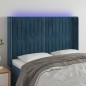 vidaXL Cabecero con LED de terciopelo azul oscuro 147x16x118/128 cm