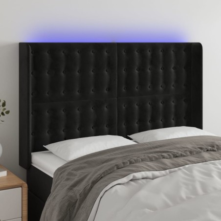 vidaXL Cabecero con LED de terciopelo negro 147x16x118/128 cm