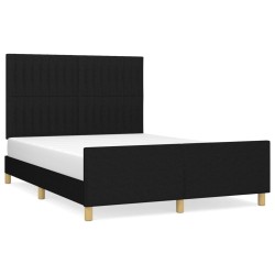 vidaXL Estructura de cama con cabecero de tela negro 140x190 cm