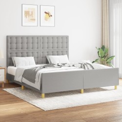 vidaXL Estructura de cama con cabecero tela gris claro 160x200 cm