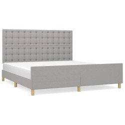 vidaXL Estructura de cama con cabecero tela gris claro 160x200 cm