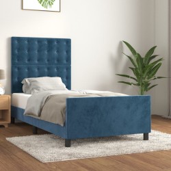 vidaXL Estructura cama con cabecero terciopelo azul oscuro 80x200 cm