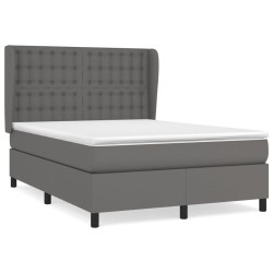 vidaXL Cama box spring con colchón cuero sintético gris 140x190 cm