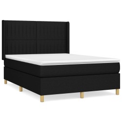 vidaXL Cama box spring con colchón tela negro 140x190 cm
