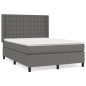 vidaXL Cama box spring con colchón cuero sintético gris 140x200 cm vidaXL Cama box spring con colchón cuero sintético gris 140x200 cm
