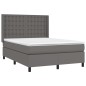 vidaXL Cama box spring con colchón cuero sintético gris 140x200 cm vidaXL Cama box spring con colchón cuero sintético gris 140x200 cm
