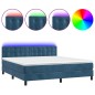 vidaXL Cama box spring colchón y LED terciopelo azul oscuro 160x200 cm vidaXL Cama box spring colchón y LED terciopelo azul oscuro 160x200 cm