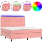vidaXL Cama box spring colchón y LED terciopelo rosa 160x200 cm vidaXL Cama box spring colchón y LED terciopelo rosa 160x200 cm