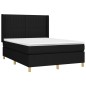 vidaXL Cama box spring colchón y luces LED tela negro 140x190 cm vidaXL Cama box spring colchón y luces LED tela negro 140x190 cm