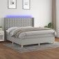 vidaXL Cama box spring colchón y luces LED tela gris claro 160x200 cm vidaXL Cama box spring colchón y luces LED tela gris claro 160x200 cm