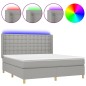 vidaXL Cama box spring colchón y luces LED tela gris claro 160x200 cm vidaXL Cama box spring colchón y luces LED tela gris claro 160x200 cm