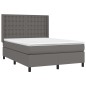 vidaXL Cama box spring colchón y LED cuero sintético gris 140x200 cm vidaXL Cama box spring colchón y LED cuero sintético gris 140x200 cm
