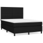 vidaXL Cama box spring con colchón tela negro 140x190 cm
