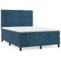 vidaXL Cama box spring con colchón terciopelo azul oscuro 140x190 cm vidaXL Cama box spring con colchón terciopelo azul oscuro 140x190 cm
