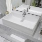 vidaXL Lavabo con orificio para grifo cerámica 60,5x42,5x14,5 cm blanco vidaXL Lavabo con orificio para grifo cerámica 60,5x42,5x14,5 cm blanco
