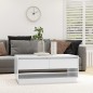 vidaXL Mesa de centro madera contrachapada blanco brillo 102,5x55x44cm vidaXL Mesa de centro madera contrachapada blanco brillo 102,5x55x44cm