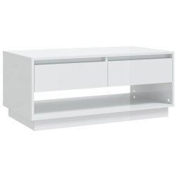 vidaXL Mesa de centro madera contrachapada blanco brillo 102,5x55x44cm