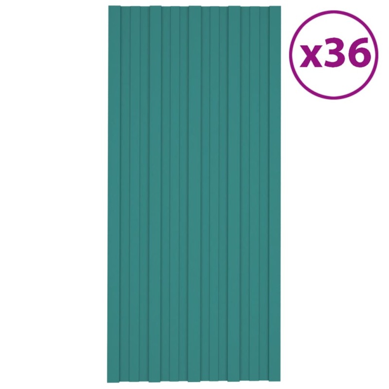 vidaXL Panel para tejado acero galvanizado verde 36 unidades 100x45 cm vidaXL Panel para tejado acero galvanizado verde 36 unidades 100x45 cm