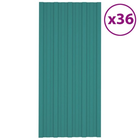 vidaXL Panel para tejado acero galvanizado verde 36 unidades 100x45 cm