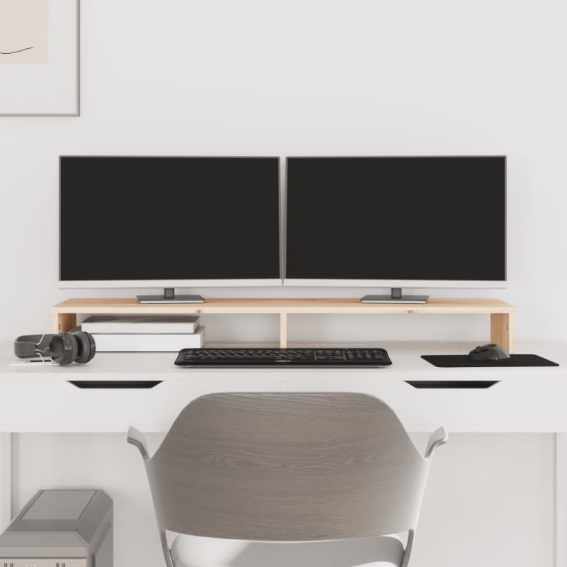 vidaXL Soporte para monitor madera maciza de pino 100x27x10 cm vidaXL Soporte para monitor madera maciza de pino 100x27x10 cm