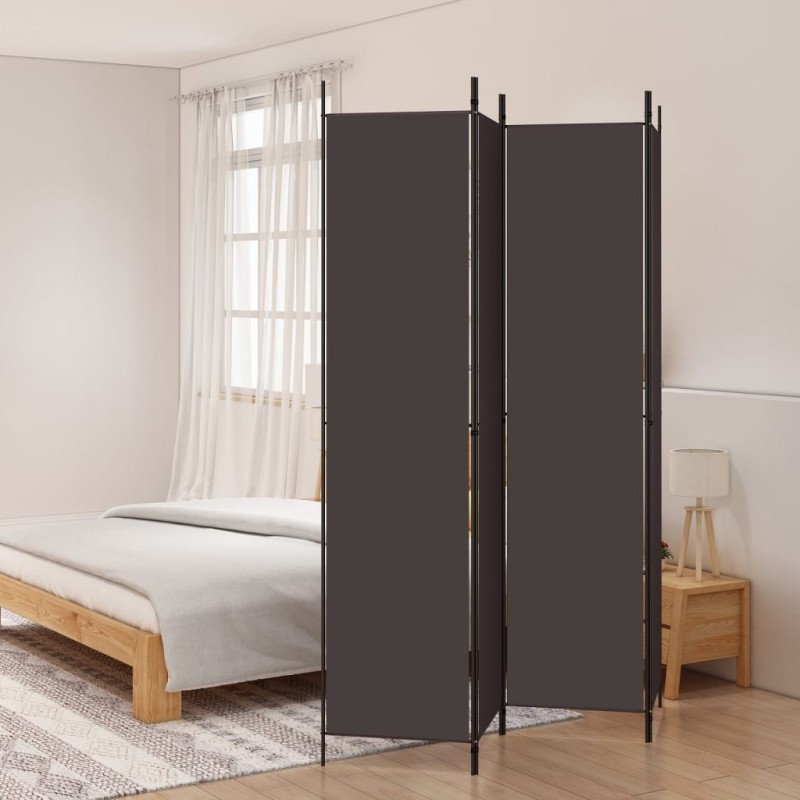vidaXL Biombo divisor de 4 paneles de tela marrón 200x220 cm vidaXL Biombo divisor de 4 paneles de tela marrón 200x220 cm