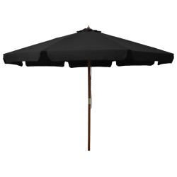 vidaXL Sombrilla de jardín con palo de madera negro 330 cm 