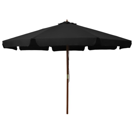 vidaXL Sombrilla de jardín con palo de madera negro 330 cm 