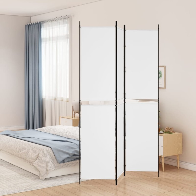 vidaXL Biombo divisor de 3 paneles de tela blanco 150x220 cm vidaXL Biombo divisor de 3 paneles de tela blanco 150x220 cm