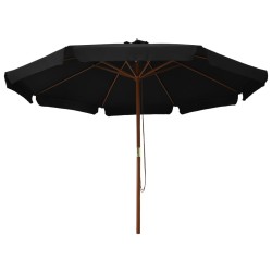vidaXL Sombrilla de jardín con palo de madera negro 330 cm 