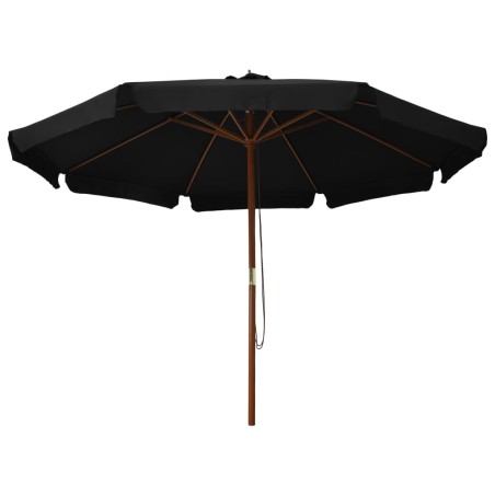 vidaXL Sombrilla de jardín con palo de madera negro 330 cm 