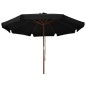 vidaXL Sombrilla de jardín con palo de madera negro 330 cm vidaXL Sombrilla de jardín con palo de madera negro 330 cm