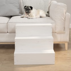 vidaXL Escalera para mascotas madera maciza pino blanco 40x37,5x35 cm