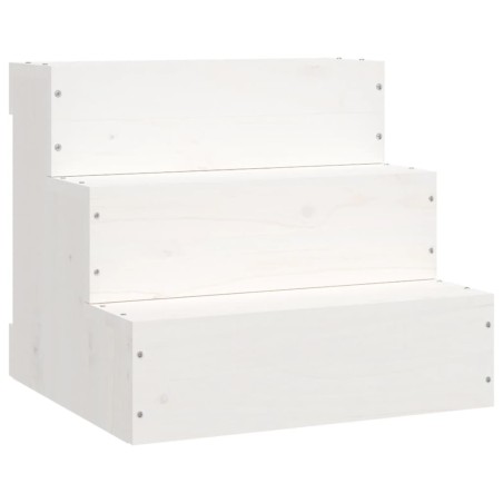 vidaXL Escalera para mascotas madera maciza pino blanco 40x37,5x35 cm
