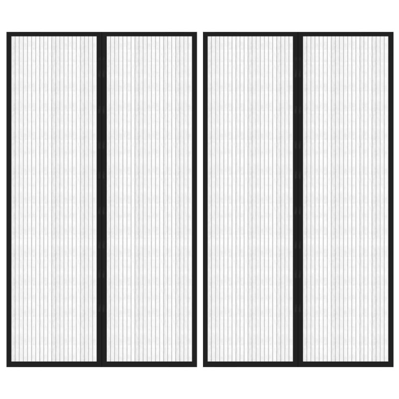 vidaXL Mosquiteras para puerta bloque magnético 2 uds negro 200x80 cm vidaXL Mosquiteras para puerta bloque magnético 2 uds negro 200x80 cm