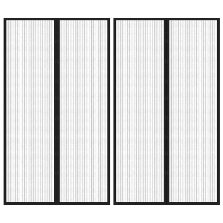 vidaXL Mosquiteras para puerta bloque magnético 2 uds negro 200x80 cm