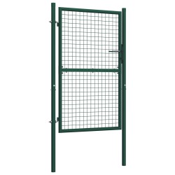 vidaXL Puerta de valla de acero verde 100x150 cm