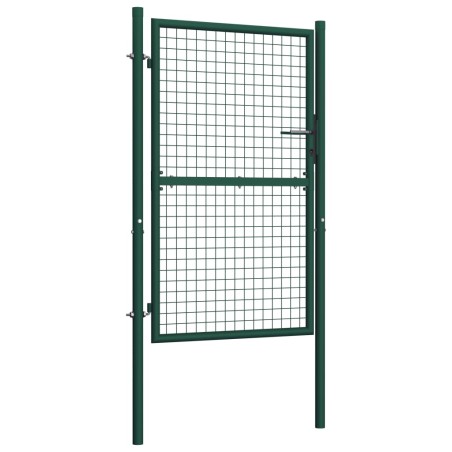 vidaXL Puerta de valla de acero verde 100x150 cm