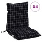 vidaXL Cojines de silla respaldo bajo 4 uds tela Oxford cuadros negro vidaXL Cojines de silla respaldo bajo 4 uds tela Oxford cuadros negro