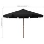 vidaXL Sombrilla de jardín con palo de madera negro 330 cm vidaXL Sombrilla de jardín con palo de madera negro 330 cm